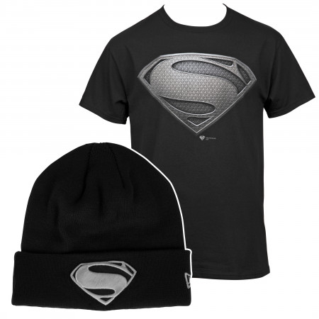 Superman Justice League T-Shirt & Beanie Bundle